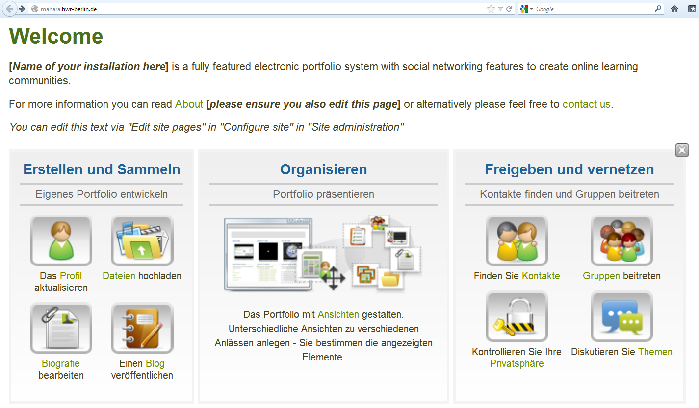 Mahara – Durchsetzungsfähig im Hochschulalltag?