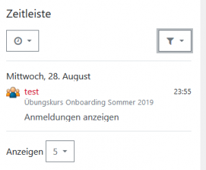 Moodleblock Zeitleiste