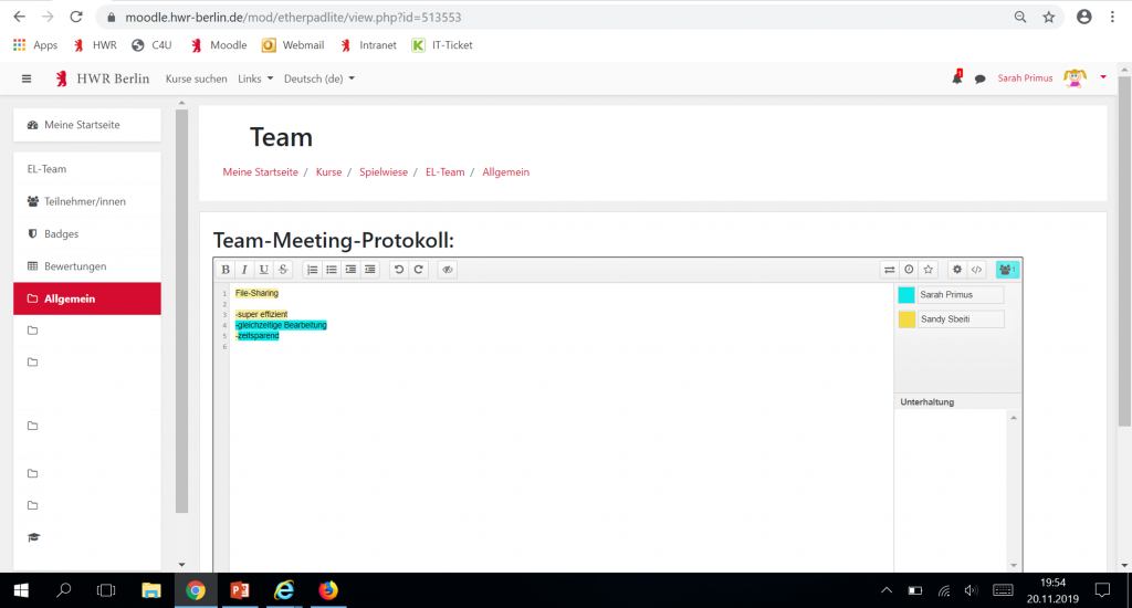 Screenshot Etherpad Screenshot: Etherpad