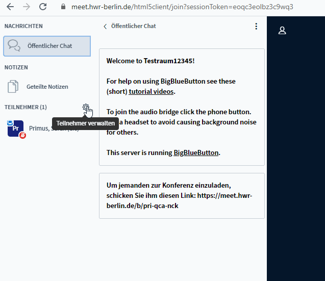 BBB Teilnehmer verwalten Teilnehmende verwalten