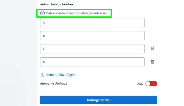 BBB 2.5.4 Umfrage Mehrfachantworten bei Umfragen