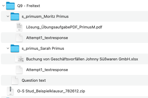 Ordnerstrukur_Dateidownload_Testabgaben Ordnerstrukur der abgegebenen Dateien nach Download