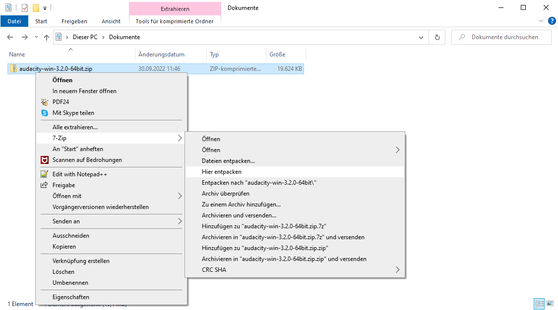 Audacity entpacken Audacity entpacken