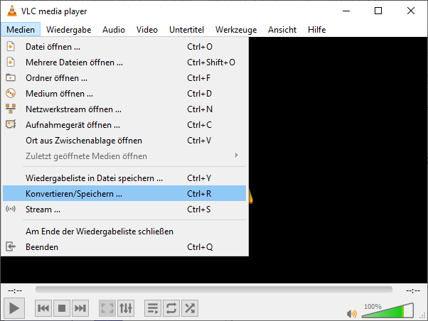 VLC Konvertiertung aufrufen VLC Konvertierung aufrufen