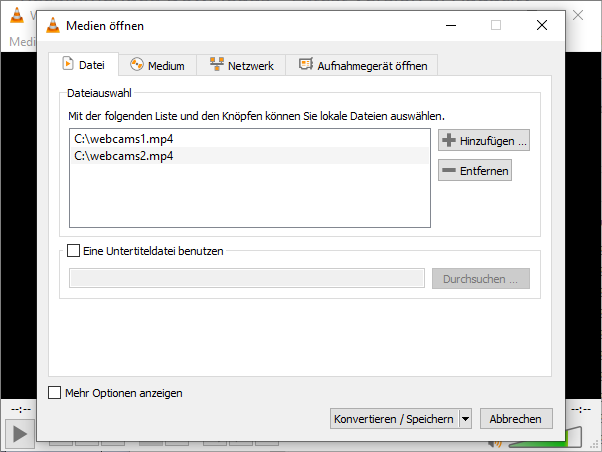 VLC Medien öffnen VLC Medien öffnen
