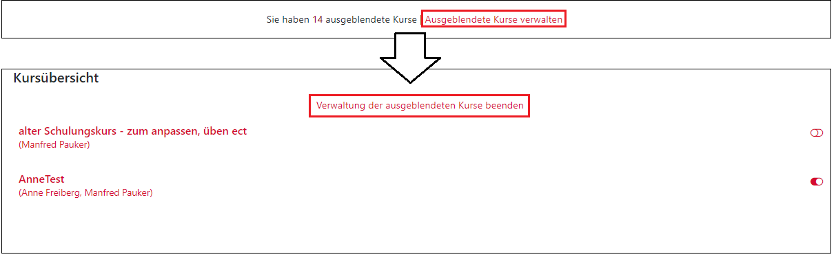 ausgeblendetekurseverwalten