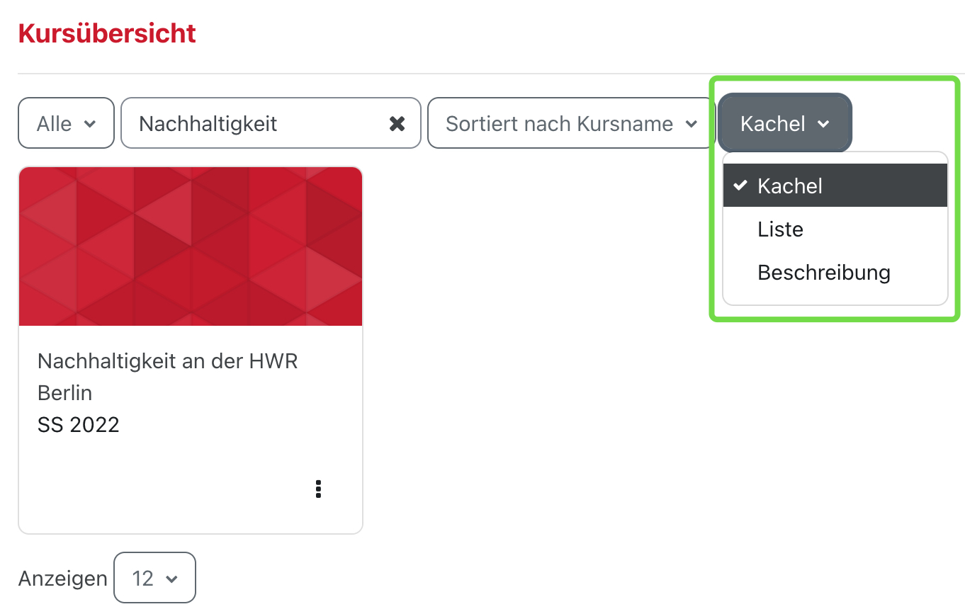 kursblock_kachel Screenshot zur Listen und Kachelansicht