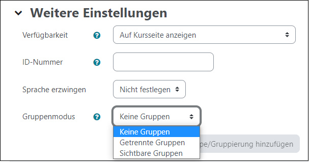 Gruppenmodus gruppen
