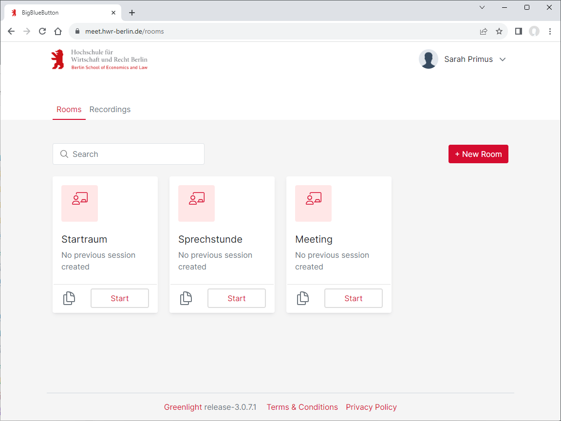 BBB Room overview BBB Room overview