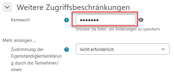 Moodle Test Passwort