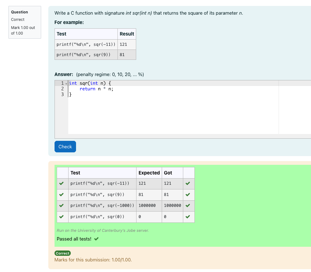 CodeRunnerBeispielaufgabe Ansicht einer CodeRunner Beispielaufgabe
